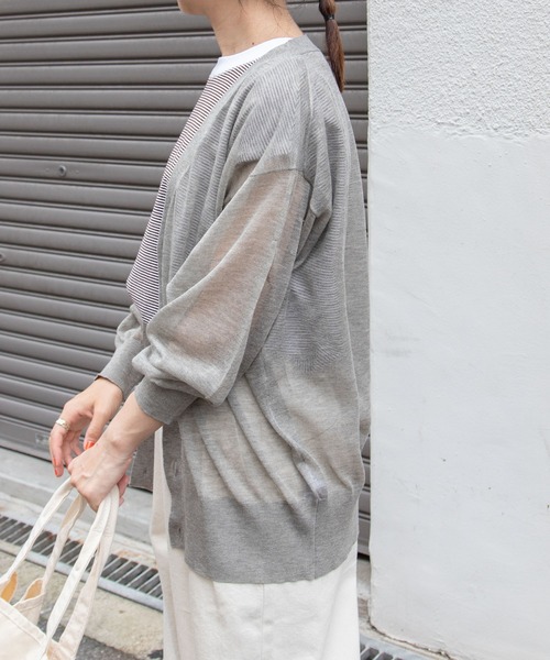 FORK&SPOON（フォークアンドスプーン）の「『一部WEB限定カラー』『洗濯可』FORK&SPOON　LEVITA V-NECK カーディガン（カーディガン/ボレロ・レディース・ベージュ系その他/オフホワイト/ブラック・1）」の6枚目の写真