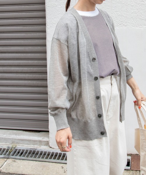 FORK&SPOON（フォークアンドスプーン）の「『一部WEB限定カラー』『洗濯可』FORK&SPOON　LEVITA V-NECK カーディガン（カーディガン/ボレロ・レディース・ベージュ系その他/オフホワイト/ブラック・1）」の9枚目の写真