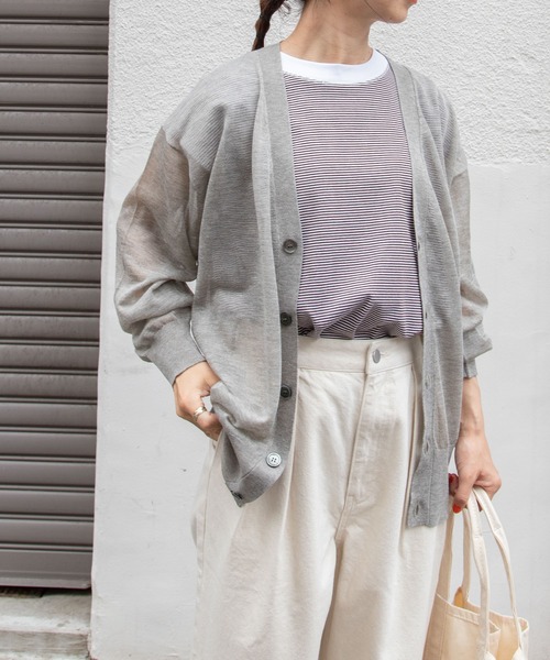 FORK&SPOON（フォークアンドスプーン）の「『一部WEB限定カラー』『洗濯可』FORK&SPOON　LEVITA V-NECK カーディガン（カーディガン/ボレロ・レディース・ベージュ系その他/オフホワイト/ブラック・1）」の10枚目の写真