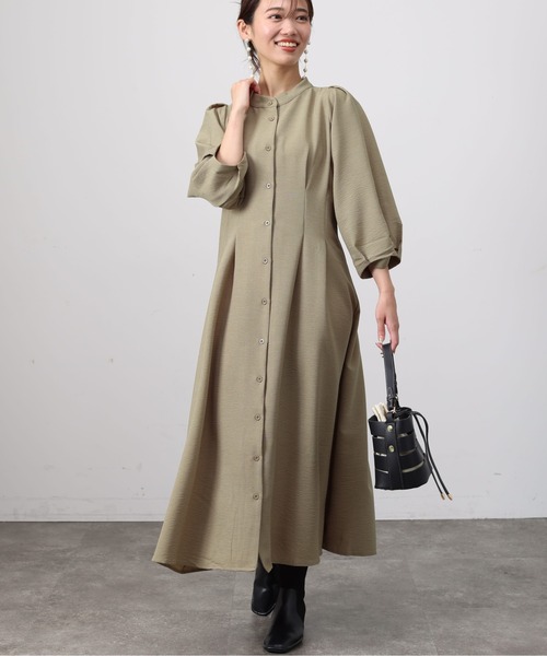 Chez toi（シェトワ）の「ウエストデザインJQシャツワンピース（シャツワンピース・レディース・ブラック/ベージュ/オレンジ・FREE）」の4枚目の写真