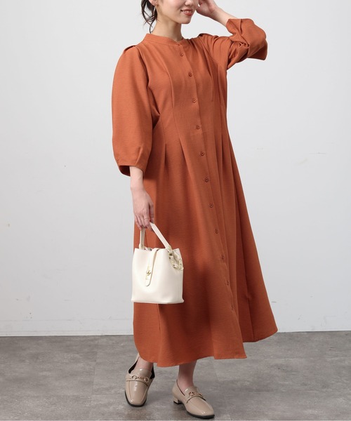 Chez toi（シェトワ）の「ウエストデザインJQシャツワンピース（シャツワンピース・レディース・ブラック/ベージュ/オレンジ・FREE）」の6枚目の写真