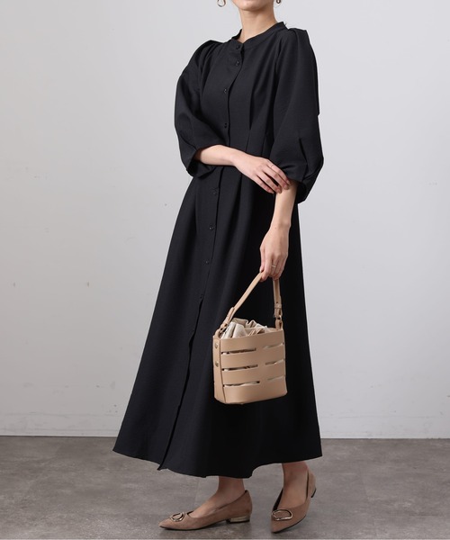 Chez toi（シェトワ）の「ウエストデザインJQシャツワンピース（シャツワンピース・レディース・ブラック/ベージュ/オレンジ・FREE）」の5枚目の写真