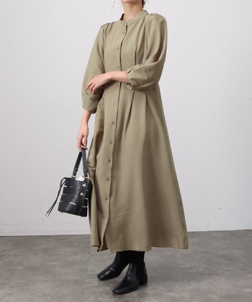 Chez toi（シェトワ）の「ウエストデザインJQシャツワンピース（シャツワンピース・レディース・ブラック/ベージュ/オレンジ・FREE）」の7枚目の写真