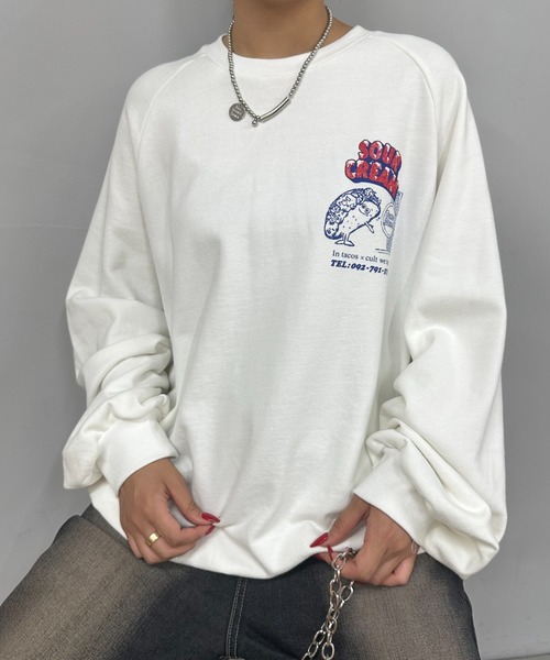 Sourcream（サワークリーム）の「【Sourcream × TACOSSTAND】クルーロゴスウェット（スウェット・レディース・アイボリー/ライトグレー/ネイビー/ブラック・FREE）」の5枚目の写真