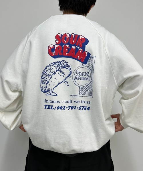 Sourcream（サワークリーム）の「【Sourcream × TACOSSTAND】クルーロゴスウェット（スウェット・レディース・アイボリー/ライトグレー/ネイビー/ブラック・FREE）」の6枚目の写真