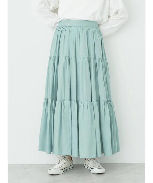 earth music&ecology（アースミュージックアンドエコロジー）の「ティアードスカート（スカート・レディース・ミント/ブラック/キャメル・FREE）」の6枚目の写真