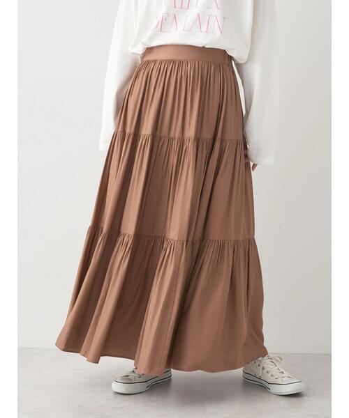 earth music&ecology（アースミュージックアンドエコロジー）の「ティアードスカート（スカート・レディース・ミント/ブラック/キャメル・FREE）」の7枚目の写真