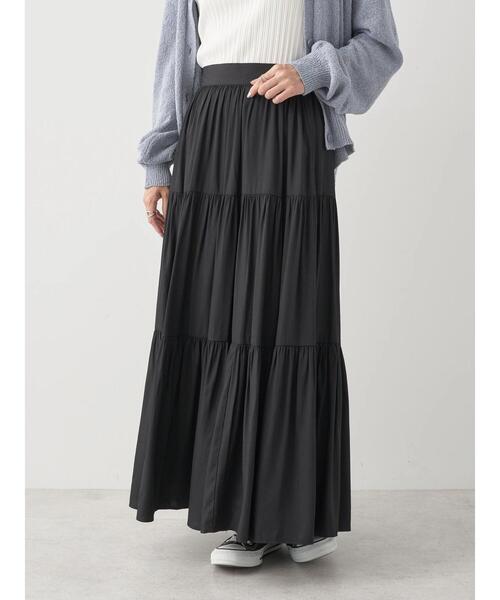 earth music&ecology（アースミュージックアンドエコロジー）の「ティアードスカート（スカート・レディース・ミント/ブラック/キャメル・FREE）」の12枚目の写真