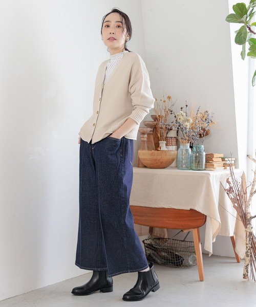 studio CLIP（スタディオクリップ）の「センタープレスデニムパンツ[プチ・プラスサイズあり]（デニムパンツ・レディース・ブラック/アイボリー/インディゴブルー・MEDIUM/ﾌﾘｰ(L)/LARGE/PF）」の18枚目の写真