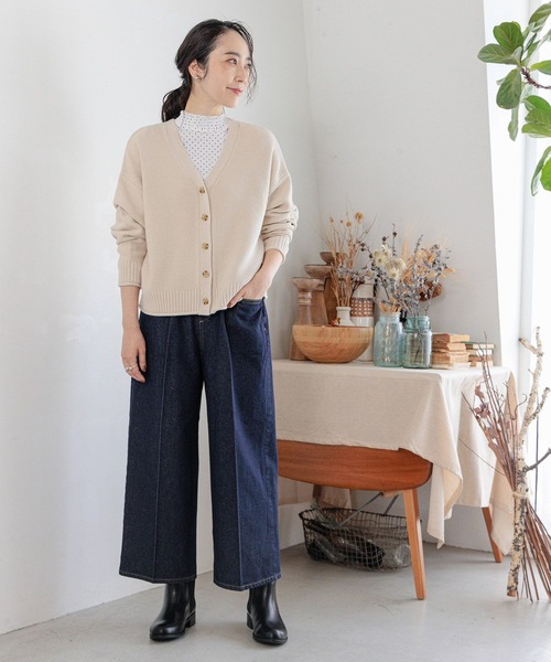 studio CLIP（スタディオクリップ）の「センタープレスデニムパンツ[プチ・プラスサイズあり]（デニムパンツ・レディース・ブラック/アイボリー/インディゴブルー・MEDIUM/ﾌﾘｰ(L)/LARGE/PF）」の20枚目の写真