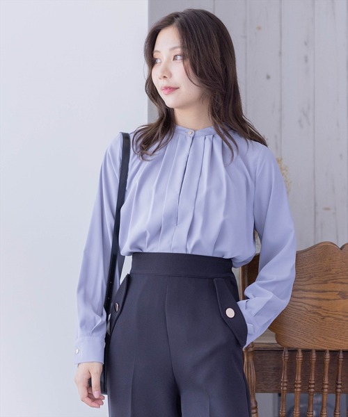 clear（クリア）の「長袖タックブラウス [オフィスコーデにも]（シャツ/ブラウス・レディース・グレー/オフホワイト/ピンク/ブラック・F）」の3枚目の写真