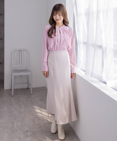 clear（クリア）の「長袖タックブラウス [オフィスコーデにも]（シャツ/ブラウス・レディース・グレー/オフホワイト/ピンク/ブラック・F）」の18枚目の写真