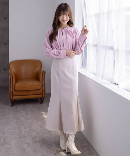 clear（クリア）の「長袖タックブラウス [オフィスコーデにも]（シャツ/ブラウス・レディース・グレー/オフホワイト/ピンク/ブラック・F）」の17枚目の写真