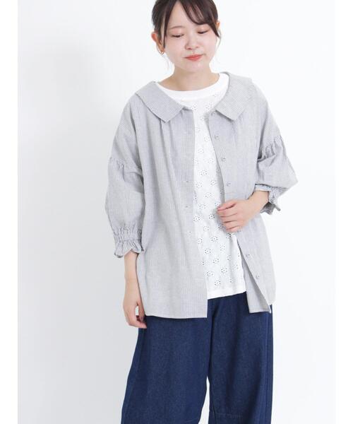 Samansa Mos2（サマンサ モスモス）の「ギャザー羽織り8分袖ブラウス（シャツ/ブラウス・レディース・イエロー/ベージュ/チャコールグレー/グレー・F）」の12枚目の写真