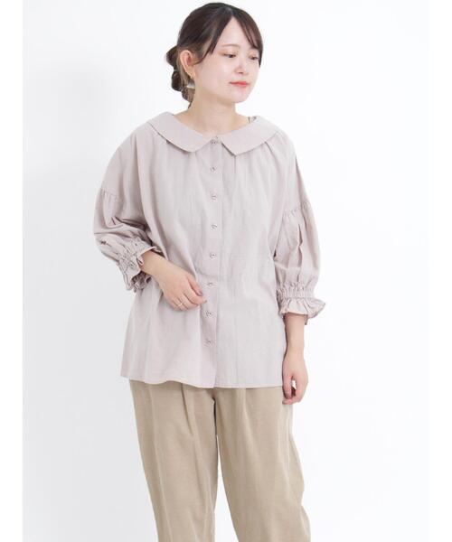 Samansa Mos2（サマンサ モスモス）の「ギャザー羽織り8分袖ブラウス（シャツ/ブラウス・レディース・イエロー/ベージュ/チャコールグレー/グレー・F）」の17枚目の写真