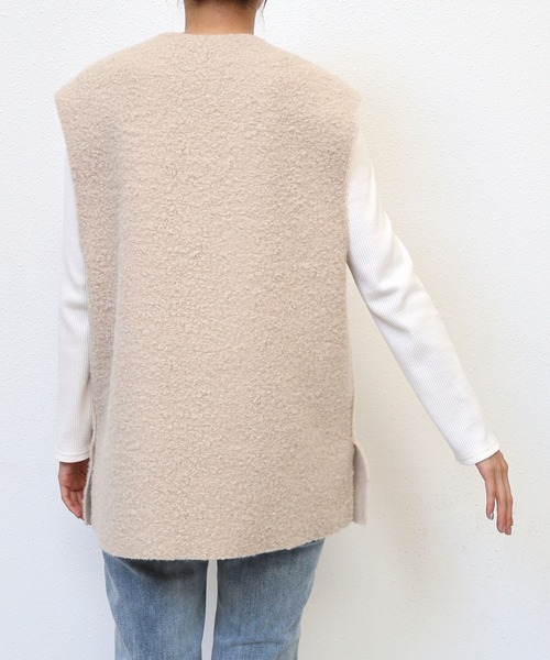andme(アンドミー)の「フェイクリングウール深Vネックベスト(ベスト・レディース・ブラック/モカ/ライトベージュ・L/M)」の11枚目の写真