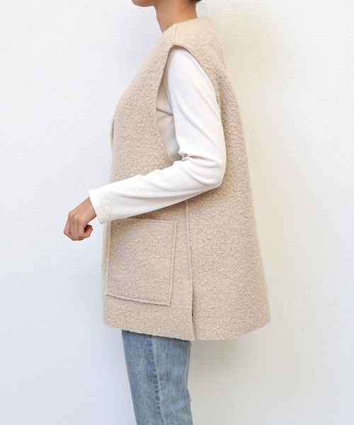 andme(アンドミー)の「フェイクリングウール深Vネックベスト(ベスト・レディース・ブラック/モカ/ライトベージュ・L/M)」の13枚目の写真