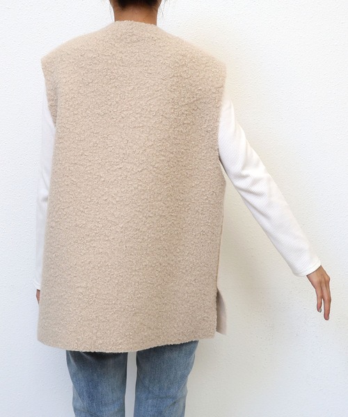 andme(アンドミー)の「フェイクリングウール深Vネックベスト(ベスト・レディース・ブラック/モカ/ライトベージュ・L/M)」の14枚目の写真