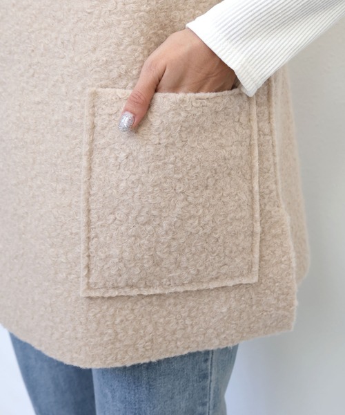 andme(アンドミー)の「フェイクリングウール深Vネックベスト(ベスト・レディース・ブラック/モカ/ライトベージュ・L/M)」の17枚目の写真