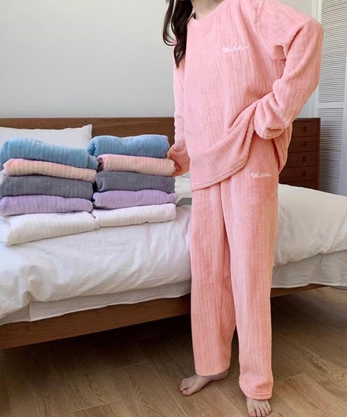 NinaetLina（ニナエリナ）の「リブセットアップパジャマ（ルームウェア/パジャマ・レディース・パープル/ライトピンク/ブルー/ピンク/ホワイト/グレー・FREE）」の7枚目の写真