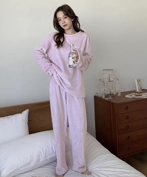 NinaetLina（ニナエリナ）の「リブセットアップパジャマ（ルームウェア/パジャマ・レディース・パープル/ライトピンク/ブルー/ピンク/ホワイト/グレー・FREE）」の11枚目の写真