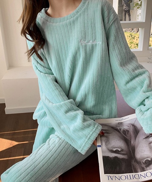 NinaetLina（ニナエリナ）の「リブセットアップパジャマ（ルームウェア/パジャマ・レディース・パープル/ライトピンク/ブルー/ピンク/ホワイト/グレー・FREE）」の8枚目の写真