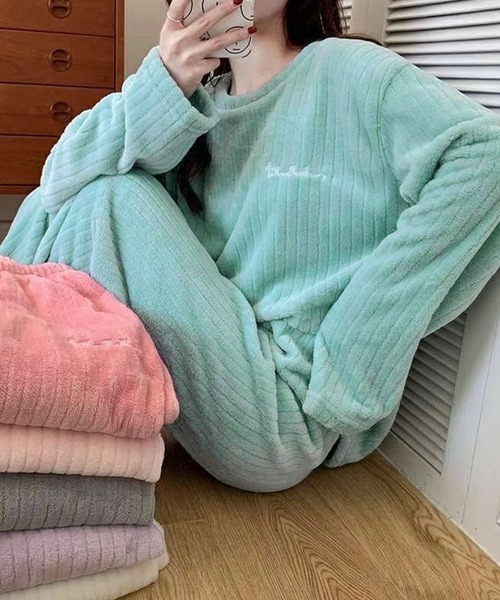 NinaetLina（ニナエリナ）の「リブセットアップパジャマ（ルームウェア/パジャマ・レディース・パープル/ライトピンク/ブルー/ピンク/ホワイト/グレー・FREE）」の9枚目の写真