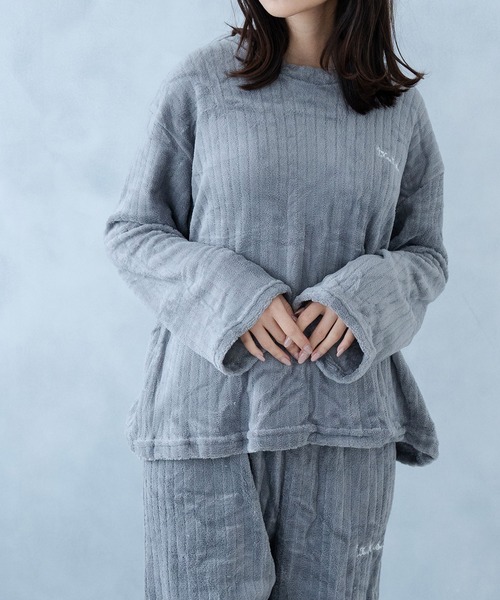 NinaetLina（ニナエリナ）の「リブセットアップパジャマ（ルームウェア/パジャマ・レディース・パープル/ライトピンク/ブルー/ピンク/ホワイト/グレー・FREE）」の19枚目の写真