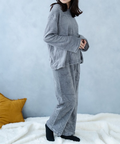 NinaetLina（ニナエリナ）の「リブセットアップパジャマ（ルームウェア/パジャマ・レディース・パープル/ライトピンク/ブルー/ピンク/ホワイト/グレー・FREE）」の21枚目の写真