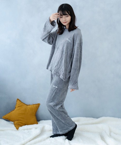 NinaetLina（ニナエリナ）の「リブセットアップパジャマ（ルームウェア/パジャマ・レディース・パープル/ライトピンク/ブルー/ピンク/ホワイト/グレー・FREE）」の22枚目の写真