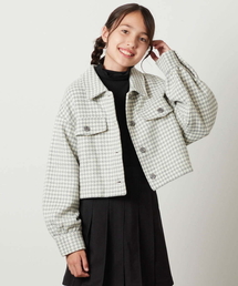 a.v.v（アーヴェヴェ）の「[140-150]【セットアップ対応】シャギーチェックショートジャケット（セットアップ・キッズ）」
