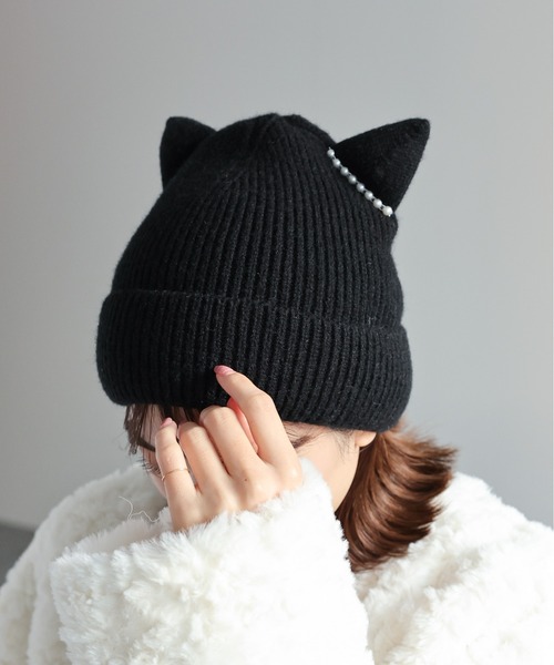 【新品・未使用品】CIRQUTURE 猫耳パール付きキャップ 黒 楽天市場】