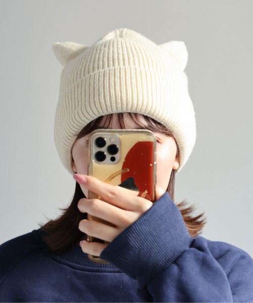 AMBUSH 猫耳ニット帽 ビーニー　未使用に近い サクラ 宮脇咲良着用 AMBUSH RAVE BEANIE 猫耳ビーニー - メルカリ