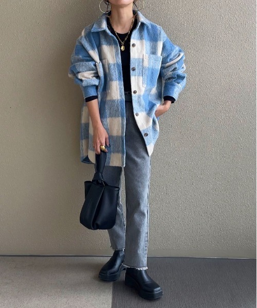 セール】ブロックチェックシャギーシャツ（シャツ/ブラウス）｜feepur