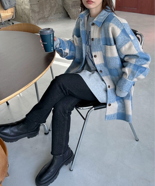 セール】ブロックチェックシャギーシャツ（シャツ/ブラウス）｜feepur