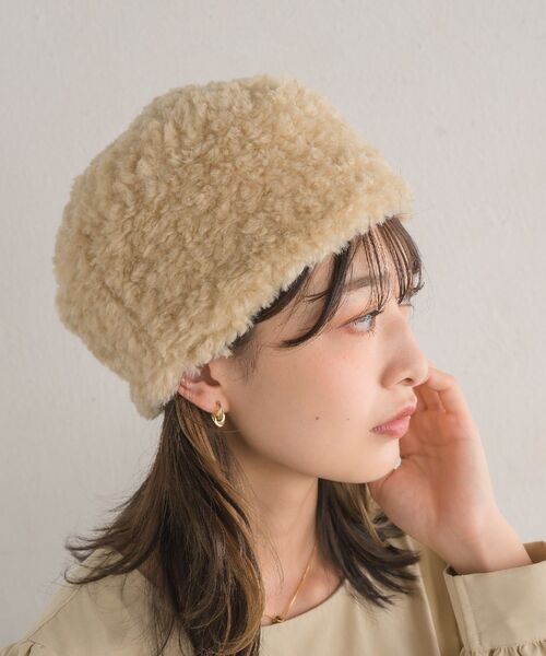 casita(RETRO GIRL)（カシータ）の「もこもこファー帽子（ハット・レディース・ベージュ/ブラック/オフホワイト・ONE SIZE）」の5枚目の写真