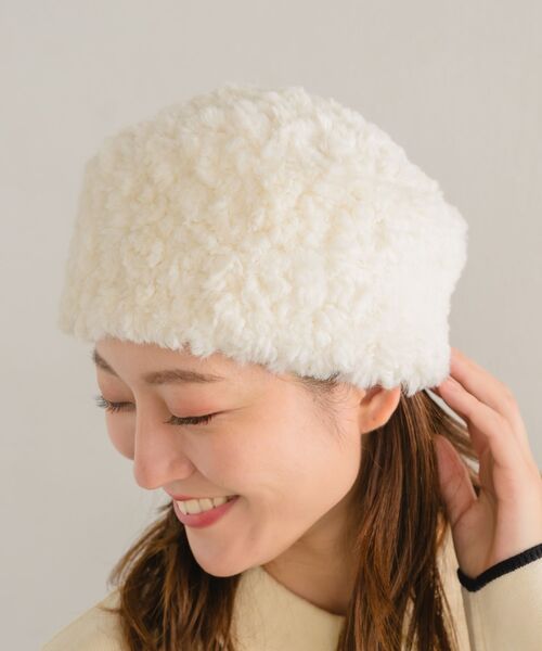 casita(RETRO GIRL)（カシータ）の「もこもこファー帽子（ハット・レディース・ベージュ/ブラック/オフホワイト・ONE SIZE）」の7枚目の写真