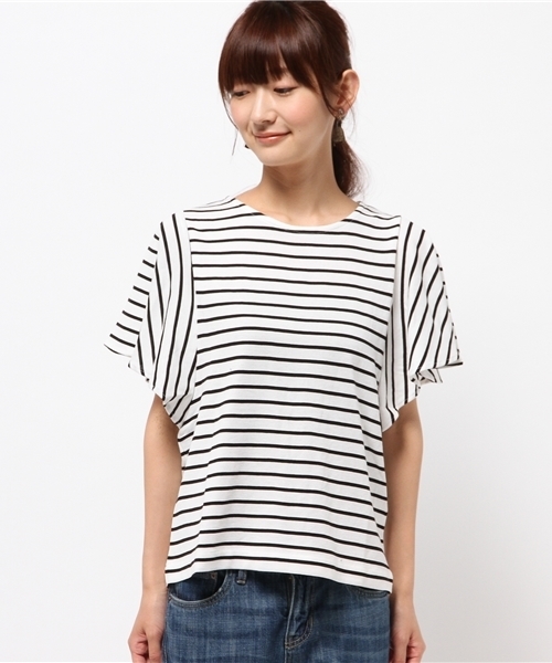 DISCOAT（ディスコート）の「【Discoat】リップル袖フレアプルオーバー（Tシャツ/カットソー・レディース・ネイビー/オフホワイト/レッド/その他19・MEDIUM/LARGE）」の5枚目の写真