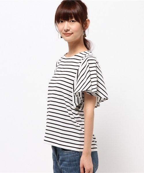 DISCOAT（ディスコート）の「【Discoat】リップル袖フレアプルオーバー（Tシャツ/カットソー・レディース・ネイビー/オフホワイト/レッド/その他19・MEDIUM/LARGE）」の6枚目の写真