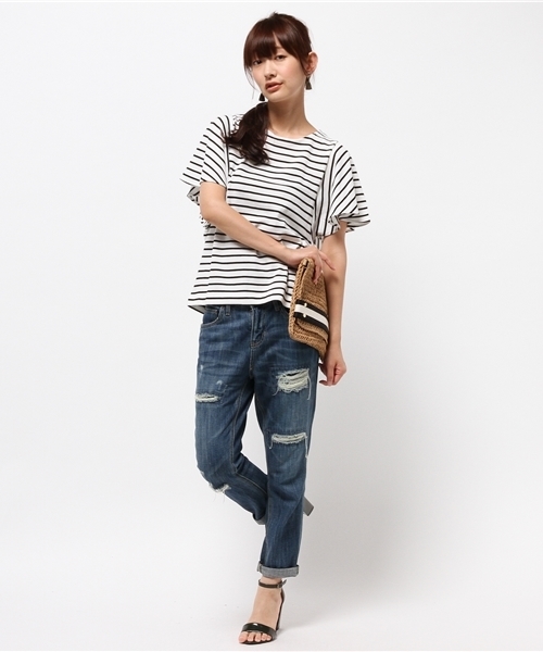 DISCOAT（ディスコート）の「【Discoat】リップル袖フレアプルオーバー（Tシャツ/カットソー・レディース・ネイビー/オフホワイト/レッド/その他19・MEDIUM/LARGE）」の8枚目の写真