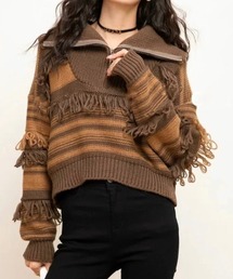 LADY LIKE（レディライク）の「ハーフジップフリンジニット（ニット/セーター）」