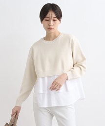 INDIVI | 【トレンド！】シャツ＆ニット ドッキングデザイントップス(ニット/セーター)