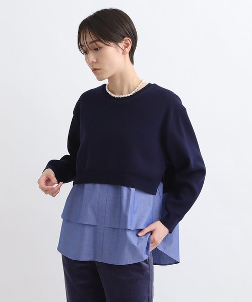 INDIVI(インディヴィ)の「◆【トレンド!】シャツ&ニット ドッキングデザイントップス(ニット/セーター・レディース・オフホワイト/ブルー系その他6/グレー系4・38/05/34/13/19/15 )」の18枚目の写真