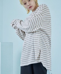 オーバーサイズ ボーダー ロングTシャツ