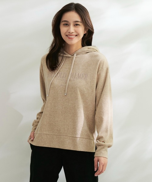 Arnold Palmer(アーノルドパーマー)の「ライト ジャージ メルトン ロゴパーカー(パーカー・レディース・ブラック/アイボリー/ライトベージュ・L/M/S)」の14枚目の写真