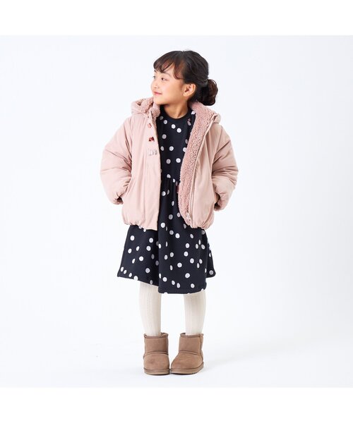 Seraph（セラフ）の「【2way】リバーシブルアウター（ダウンジャケット/コート・キッズ・ネイビー/ベージュ/ピンク・100/95/120/90/140/110/80/130）」の7枚目の写真