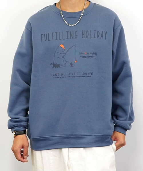 Burner(バーナー)の「【GROOVY STORE】プリントスウェットクルー裏起毛(スウェット・メンズ・バーガンディー/ブルー/ブラック系その他2/ブルー系その他2/グレイッシュベージュ/ホワイト/杢グレー/ネイビー/ブラック系その他3/ブラック/ベージュ/グレー・L/M/LL)」の11枚目の写真