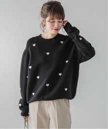 ハート刺繍ニットトップス