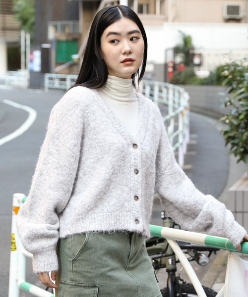 3.3 Field Trip （3.3フィールドトリップ）の「3.3 Field Trip／フワフワVネックカーディガン 2980733（カーディガン/ボレロ・レディース・ブルー/ライトグレー/グリーン・FREE）」の4枚目の写真