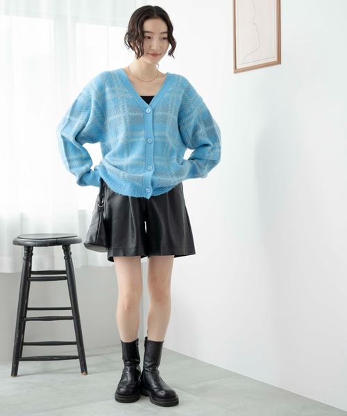 WEGO(ウィゴー)の「WEGO/モヘアタッチカラーチェックカーデ(カーディガン/ボレロ・レディース・オレンジ/ブルー/アイボリー・FREE)」の17枚目の写真
